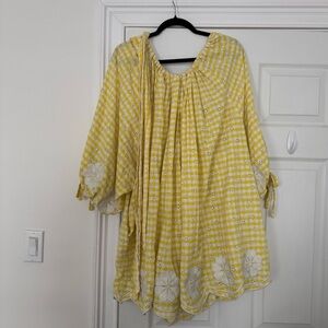 Innika Choo Frida Burds yellow gingham mini dress